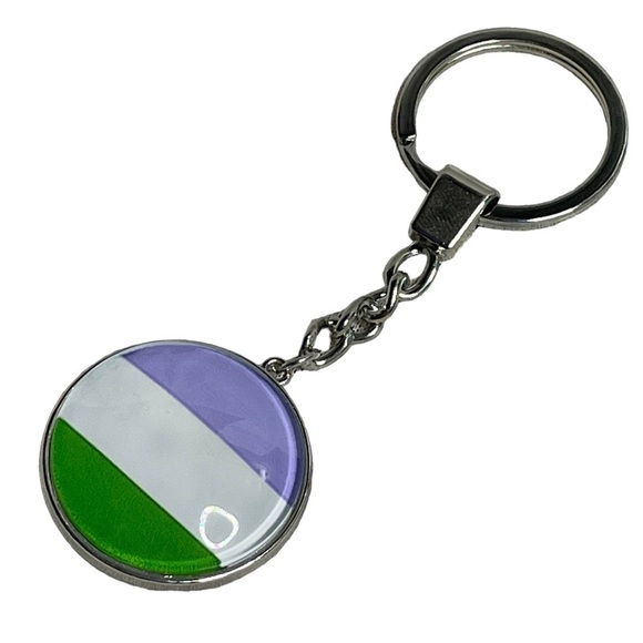 Keychain LGBTQ+ genderqueer pride flag colors NWOT - Picture 3 of 4